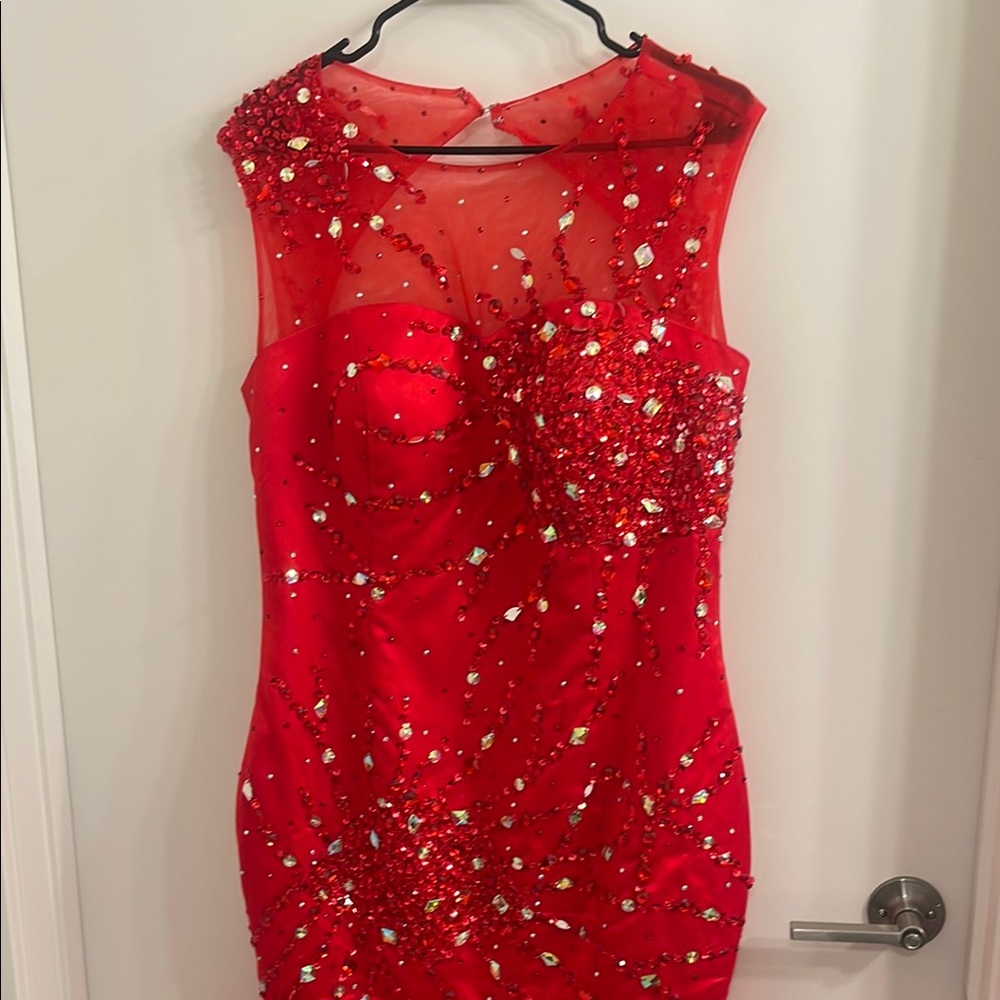 Elegant Beaded Red Dress